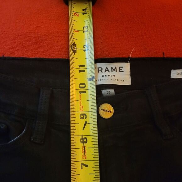 FRAME DENIM Le Skinny de Jeanne Black Denim Jeans Size‎ 25 Midrise Distressed - Picture 9 of 9